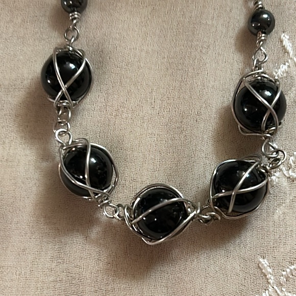 Twisted in Black wire wrap bracelet - Picture 2 of 7